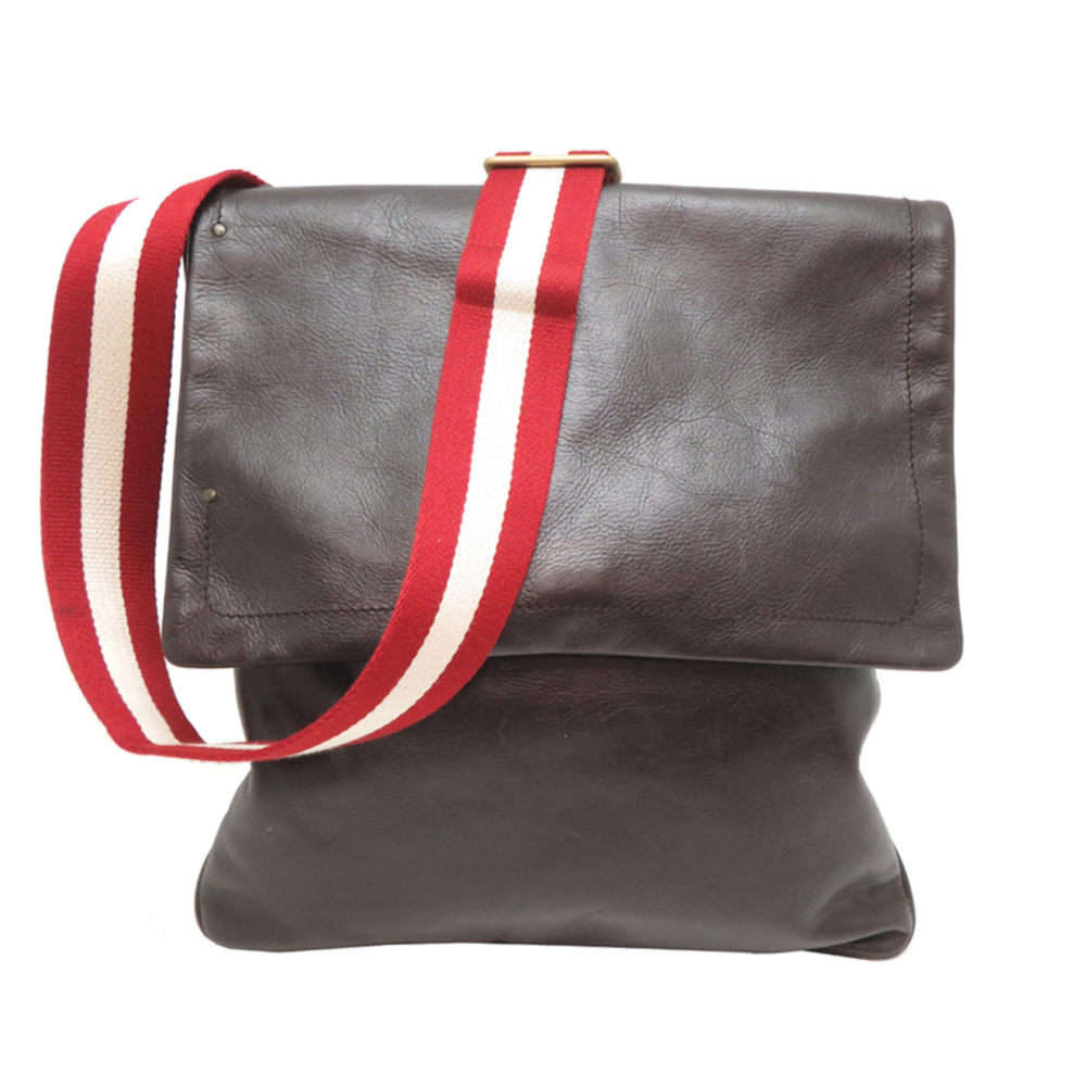 Bally Women's & Men's Messenger Bag, Leather, Dark Brown